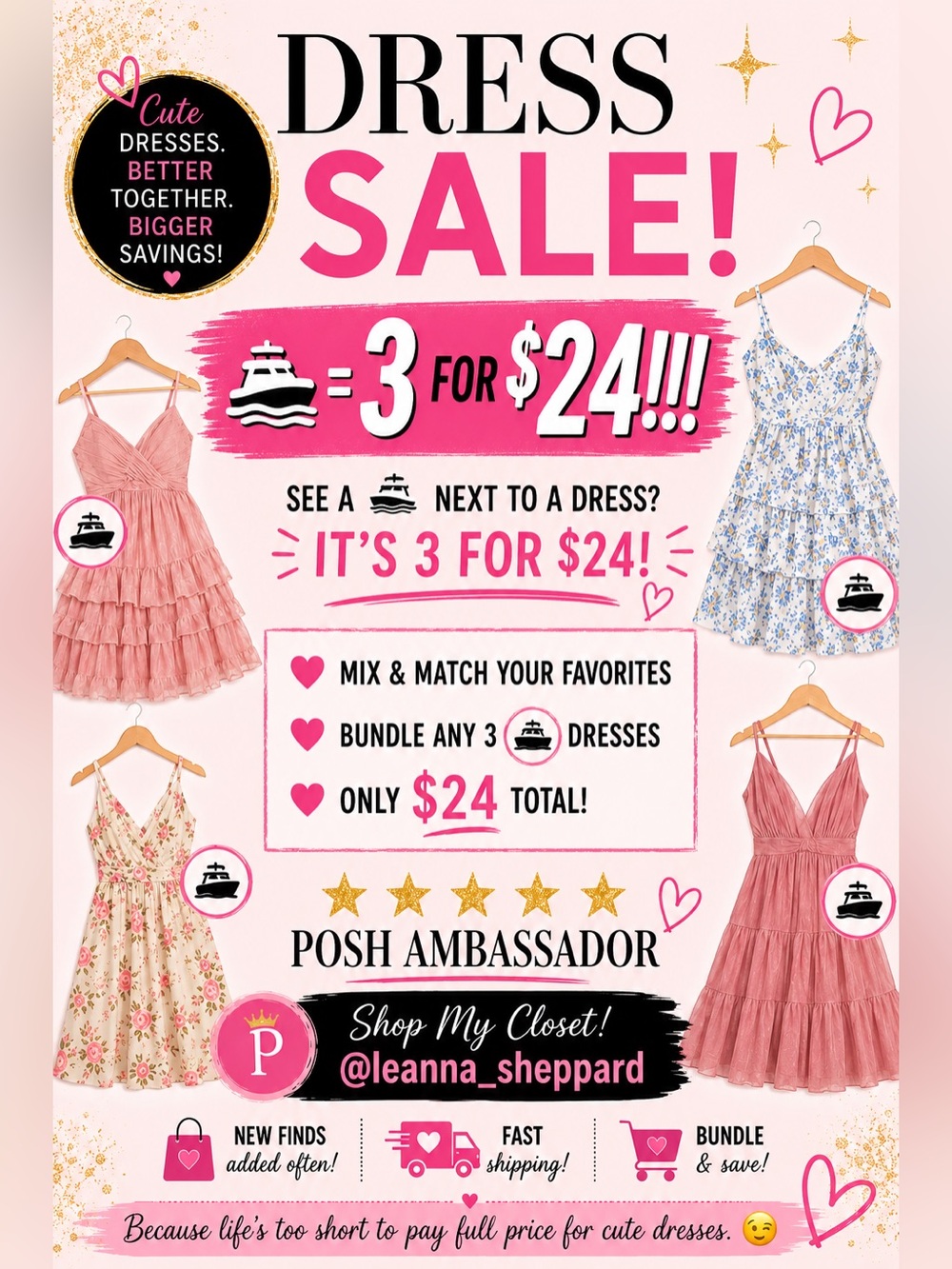🛥️ = 3 FOR $24!!! 👗